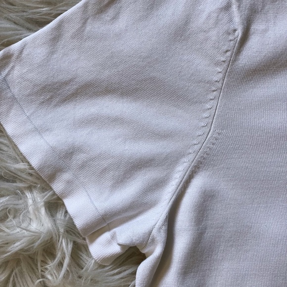 KARL LAGERFELD PARIS white knit t-shirt with black neck trim, XL - Picture 13 of 16